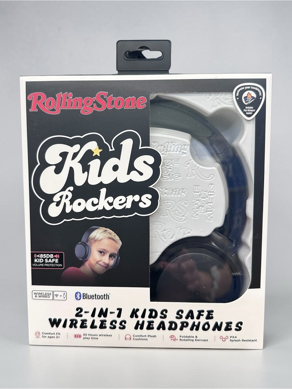the Rolling Stones Kids Rockers Wireless On-Ear Headphones — Black/Gray